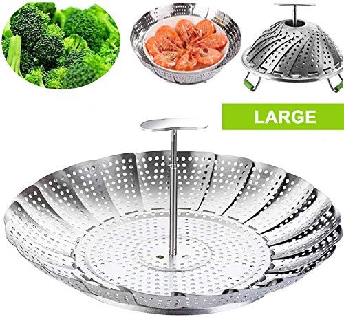 Large Vegetable Steamer Basket 100% Stainless Steel Steamer Insert Steamer Food with Telescoping