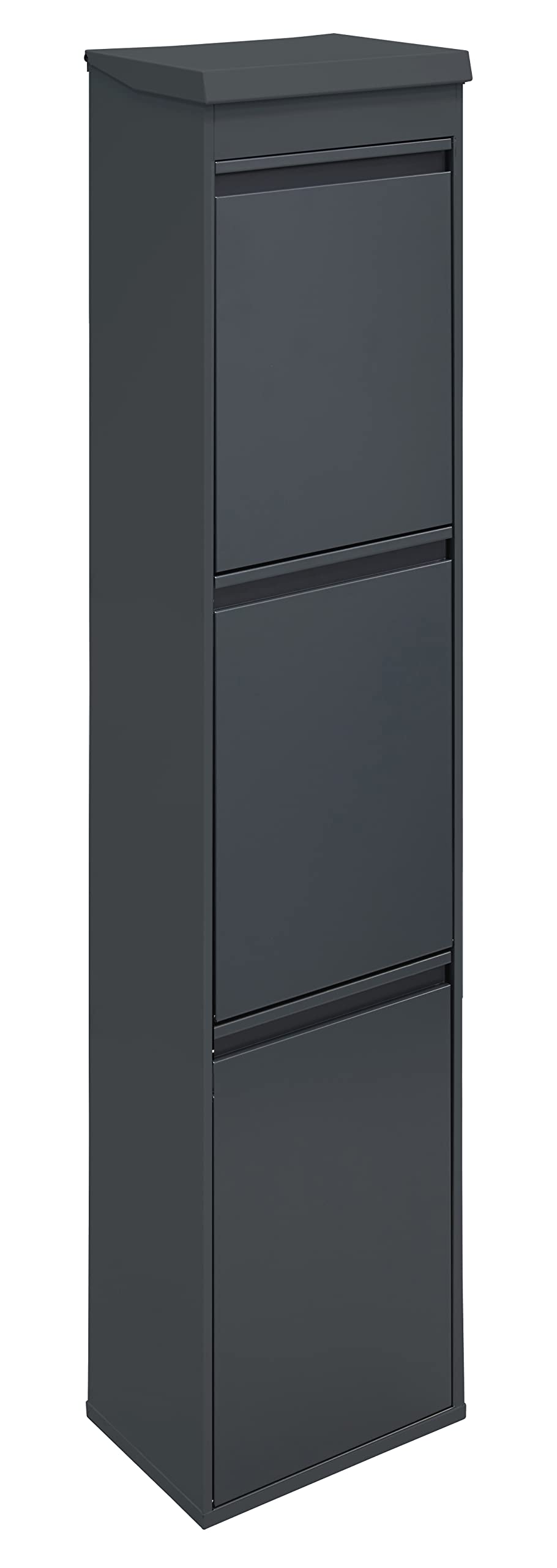 ARREGUI Top CR324-B Poubelle de recyclage en acier, poubelle de tri sélectif, 3 seaux, avec plateau supérieur multifonction, 3 x 17 L (51 L), anthracite 140,5x30,5x24,5cm
