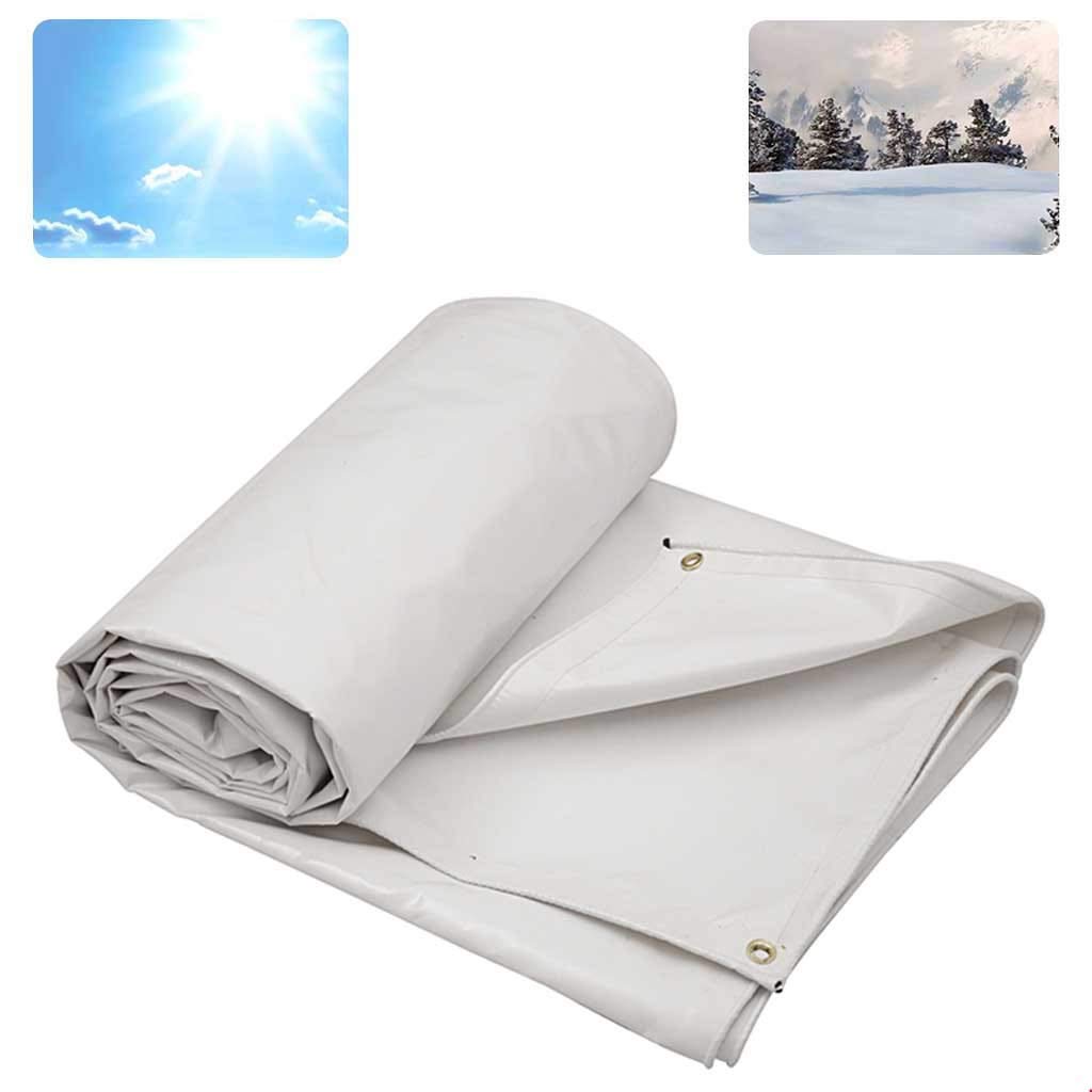 Bianco Teloni Telone Impermeabile Tela Cerata Pesante Spessa 0,6 Mm Crema Solare/Tela Cerata Anti-Invecchiamento Adatto per Rivestimento Oggetti/Pastorale,5X8M(16.4X26.24ft)