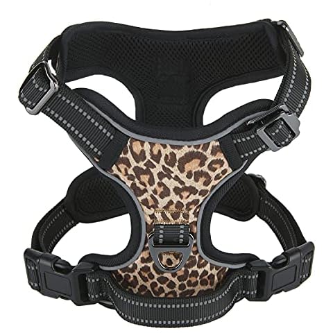 YUDOTE Padded Dog Harness No Pull Funky Leopard Print Reflective Pet Vest Harnesses with Control Handle and 2 Clips for Small Dogs Ease Daily Walking Cover