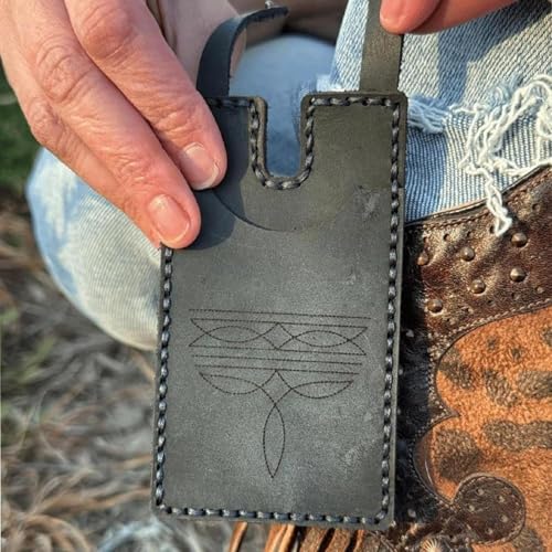 Western Boot Wallet with Snap Strap, 2025 Fashionable leather wallet to hold cards, Handcrafted Novel Minimalist Leather Bag, Snap Mini Fastening Purse for Men Women (Black)3