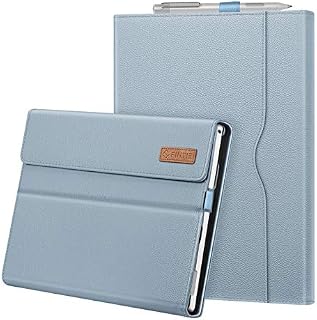 FINTIE Case Compatible with Microsoft Surface Pro 7 Plus/Pro 7 / Pro 6 / Pro 5 / Pro 4 / Pro 3, 12.3-inch Portfolio Business Cover with Pocket, Compatible with Type Cover Keyboard, Blue Glow