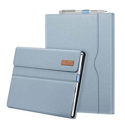 Fintie Fodral för Microsoft Surface Pro 7 / Pro 7/Pro 6/Pro 5/Pro 4/Pro 3 – multisynvinkel konstläder väska skyddsfodral med dokumentslitsar, typ Cover kompatibel, isblå