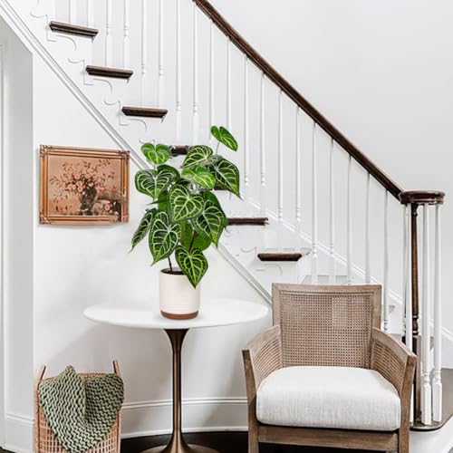 Briful 55CM Kunstpflanze Anthurium Crystallinum Künstliche Pflanzen Wie Echt Dekopflanzen Zimmerpflanze im Keramiktopf für Home Resto Bad Dekoration – Bild 4