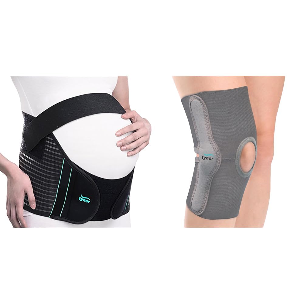 TYNOR Pregnancy support, Black, Large, 1 Unit Elastic Knee Support, Grey, XXL, 1 Unit-image-22