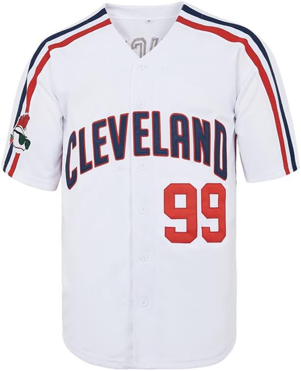 ZXCVB Men's #99 Ricky Vaughn Jersey 90s Hip Hop Clothing Movie Baseball Jersey Stitched - Image 2