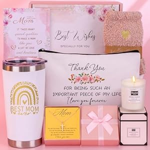 Birthday Gifts for Mom from Daughter Son – Christmas Presents for Mother in Law, Mama, Stepmom Birthday Gifts Basket, Best Mom Ever Gift Ideas Personalized Mothers Day Gift Box w/Tumbler