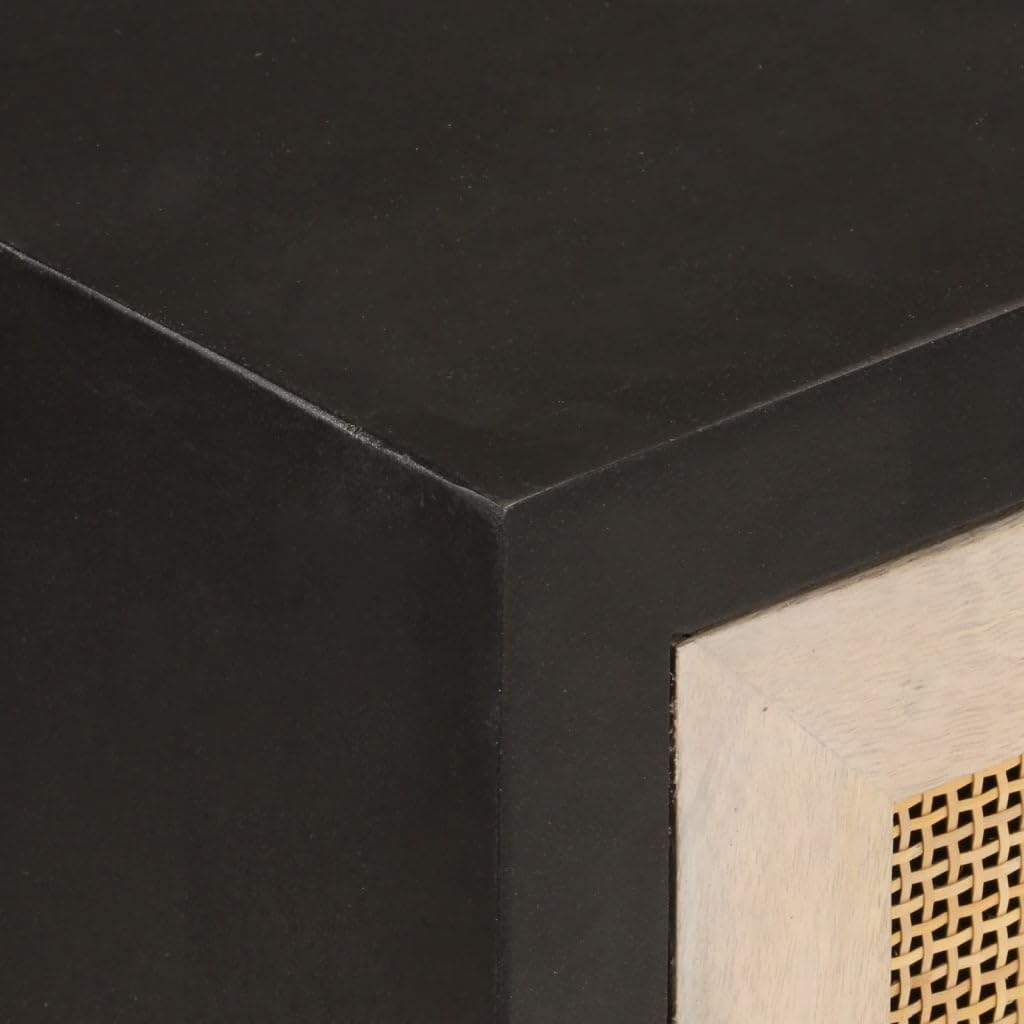 Credenza nera in legno di mango massiccio e ferro 55x30x76 cm