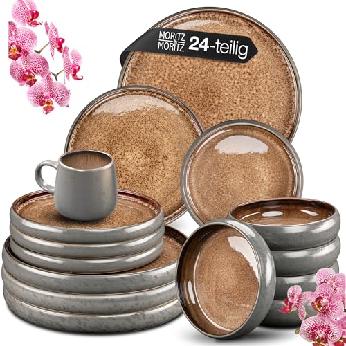 Moritz & Moritz SOLID 24-tlg Steinzeug Geschirr Set 6 Personen -...