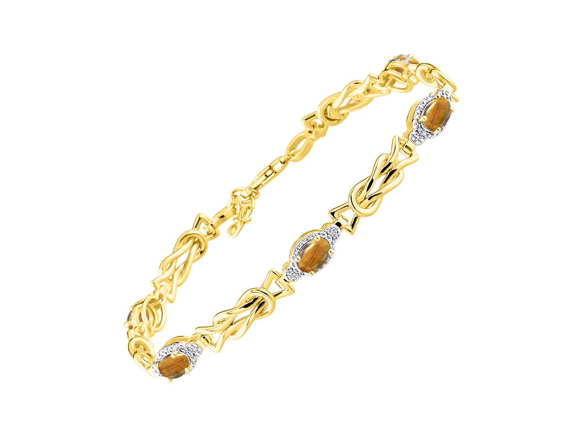 RYLOS Bracelets for Women Yellow Gold Plated Silver Love Knot Tennis Bracelet Gemstone &amp; Diamonds Adjustable to Fit 7"-8" Wrist, 5 Gorgeous 6X4MM Jewelry for Women Friendship Bracelets