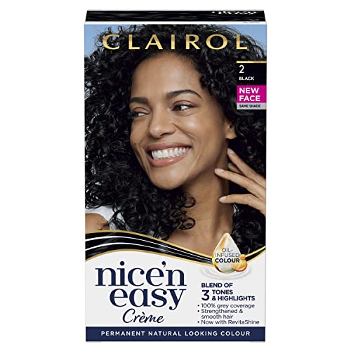 Clairol Nice'n Easy Crème Permanent Hair Dye, 2 Black, 240g