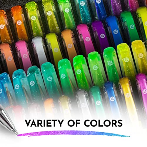 Colorit Gel Pens For Adult Coloring Books 192 Pack - 12 Metallic Gel Pens, 12 Neon Gel Pens, And 72 Glitter Pens For Art & Office With 96 Matching Refills (192 Count Gel Ink Pens And Glitter Gel Pens) #TOP2