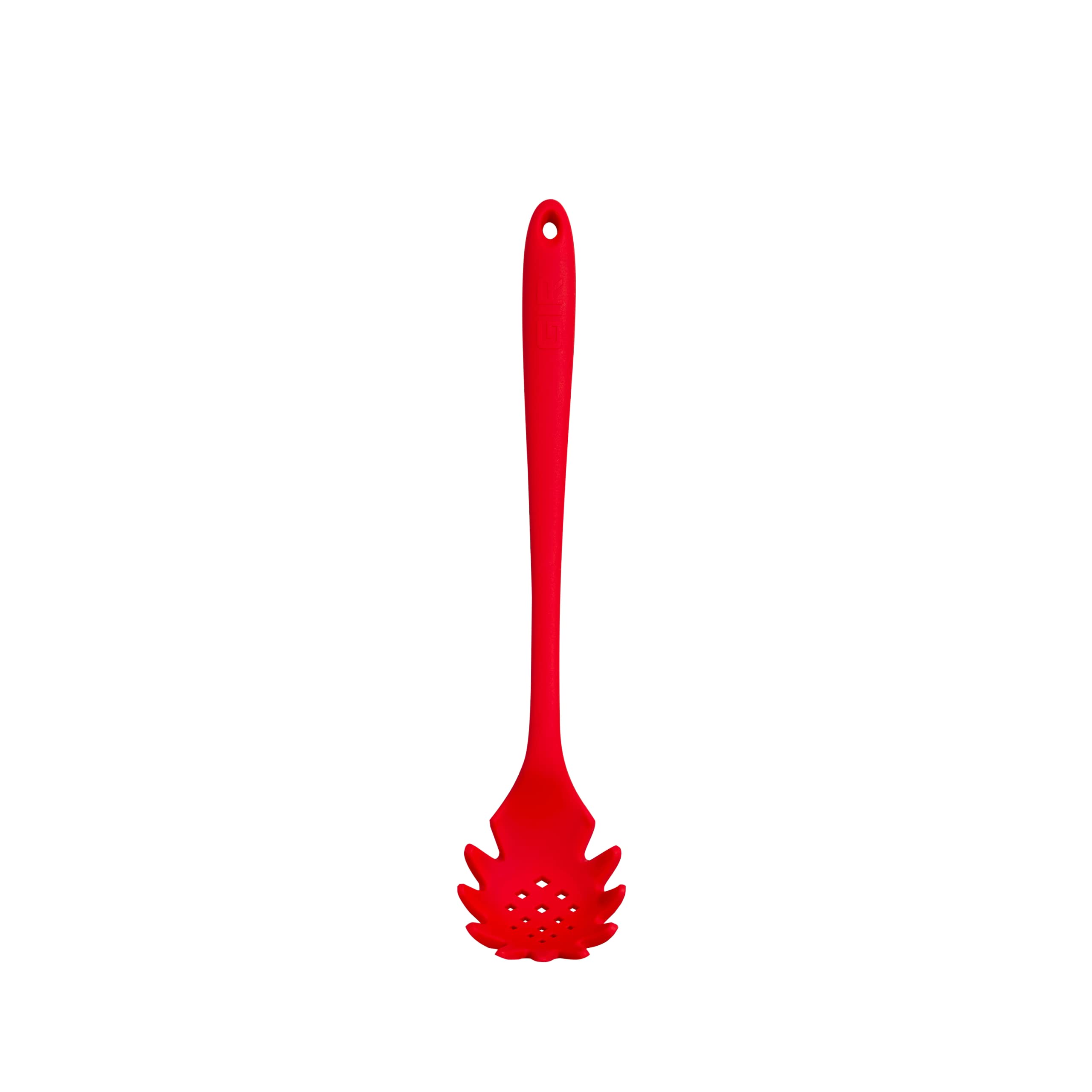 Get It Right Premium Silicone Spaghetti Spoon - Non-Stick Heat Resistant Silicone Pasta Fork - Perfect for Cooking, Strainer, and Serving - 13 IN, Red