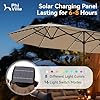 PHI VILLA 13ft Patio Umbrella with Solar-Powered 120 PCS LED Color-Changing Lights, Triple-Head Large Rectangle Umbrella Outdoor Patio for Table with Crank Lift,Beige(No Base)