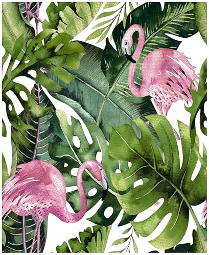 Floralplus Peel and Stick Tapete Flamingo-Tapete Tropisches Palmblatt...