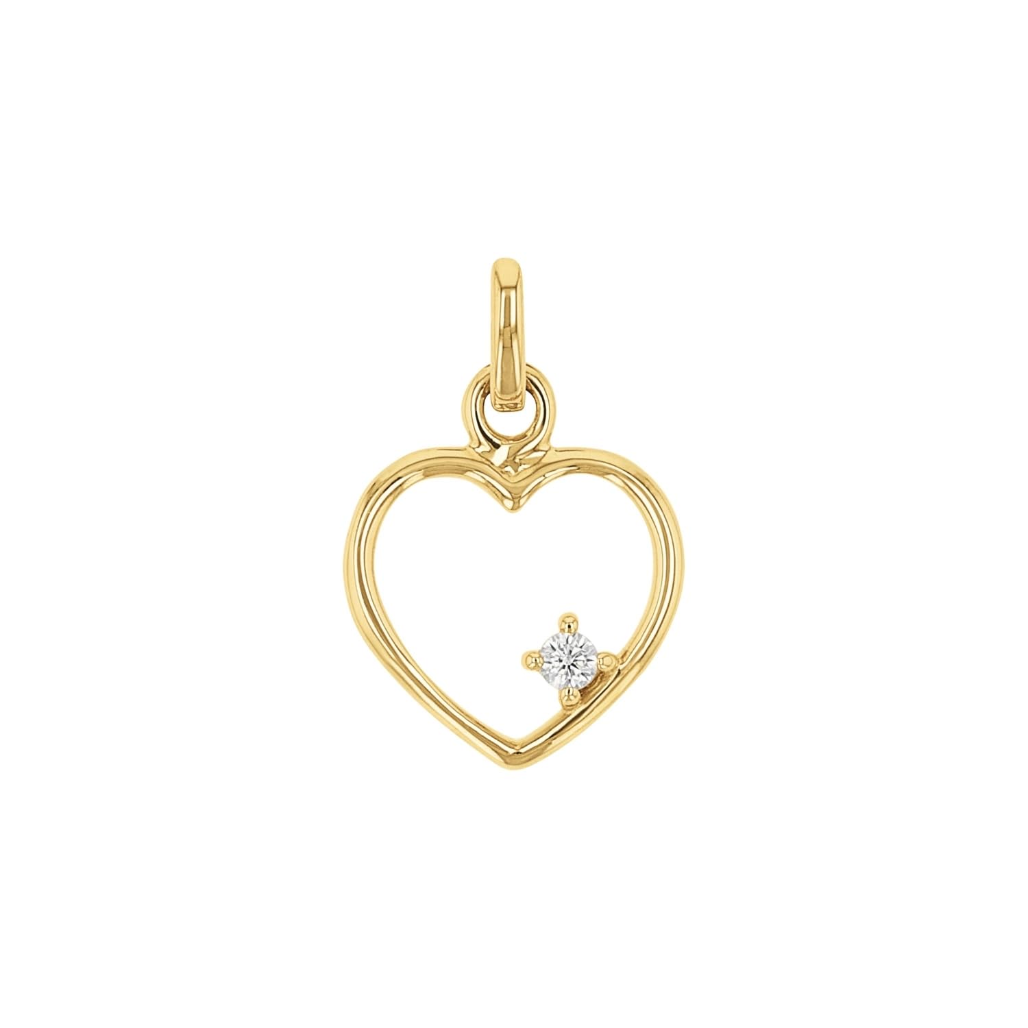 Amor Motivanhänger Charms & Kettenanhänger Damen — Herzförmiger Anhänger mit Zirkonia, Weiß
