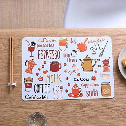 Image of 6 Pieces PVC PlaceMat - Non-Slip, Heat Resistant and Washable Hot Insulation Pad - Modern Waterproof Placemats for Decorations, Dining Table, Kitchen, Restaurant, Hotel (6-Piece, Multi)
