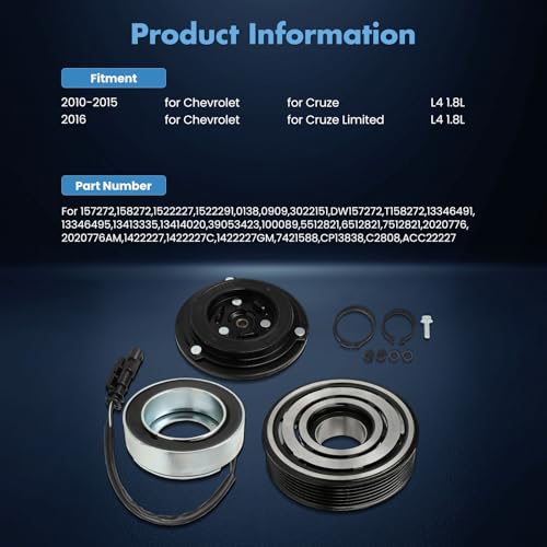 Image of ECCPP AC Compressor Clutch for Chevrolet Cruze 1.8L 2010-2015