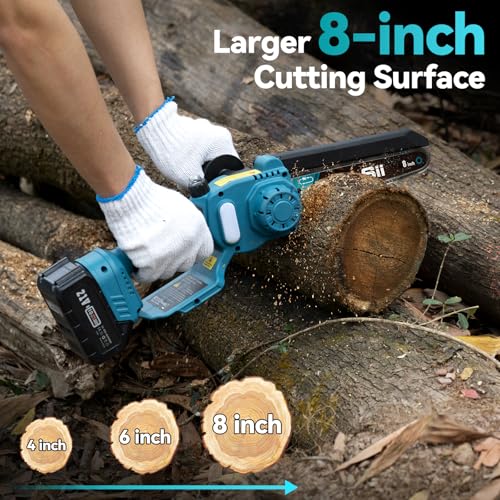 Image of SEESII 2 in 1 Cordless 8 inch Pole Saw & Mini Chainsaw with 3 Batteries