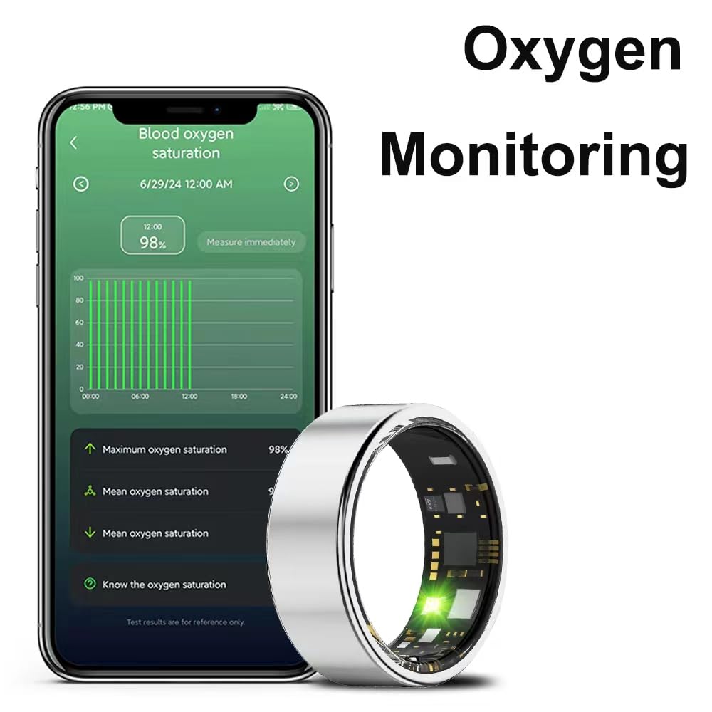 Aichiken Smart Ring Health Tracker, Sleep&Exercise Monitor Heart Rate,Blood Oxygen,Fitness Trackers for Man&Women -Long Lasting Batteries,Waterproof Sleep Tracking Wearable (Silver, 7)