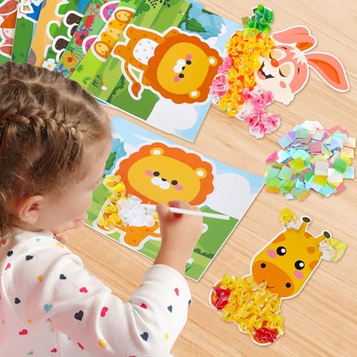 Image of Lonfliness 8PCS Poke Craft Kit Easter Spring No-Mess Fabric Sewing Art Puzzle Puncture Painting Rabbit Animal Gift Creative Activity Game Birthday Party Favors