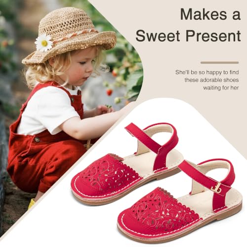Image of THEE BRON Toddler Floral Cutout Closed Toe Sandals for Girls Breathable Summer Shoes