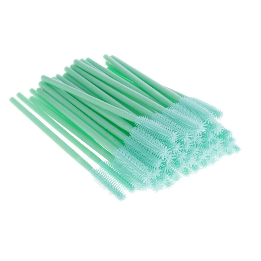 LANPEED 100Pcs Silicone Eyelash Brush Makeup Tools Brushes Disposable Wands Applicator Spoolers Eye Lashes Cosmetic Brush (Mint Green)