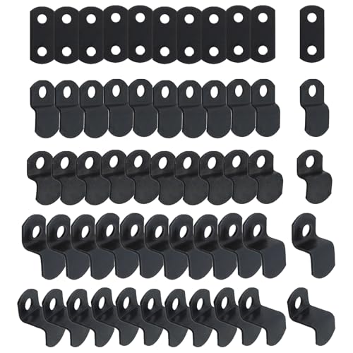 Image of 50pcs Black Offset Canvas Clips Metal Photo Frame Clips Mirror Clamps Heavy Duty Offset Mirror Clips for Picture Frame Painting Blackboard, with Screws (10 pcs Each 0 /0 inch, 1 /8 inch, 1 /4 inch 3 /8 inch 1 /2 inch)