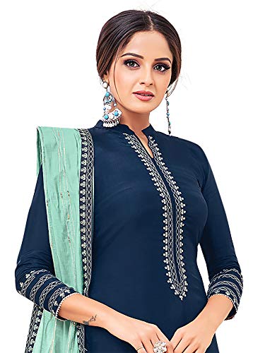 Image of AKHILAM Women's Cotton Blend Embroidered Unstitched Salwar Suit Material(29DMK50 Parent)