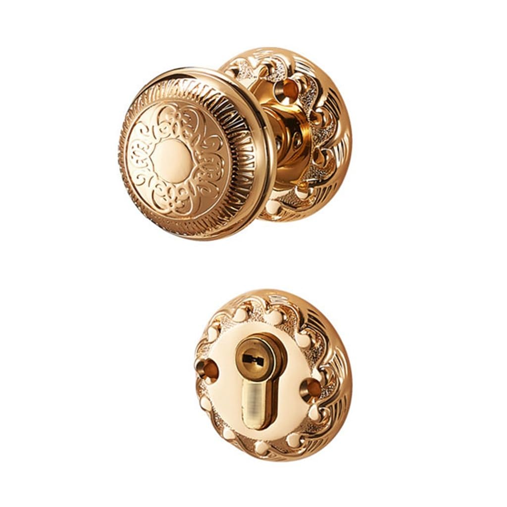 MOBYGKFY Brass Door Lock Room Split Wooden Bedroom Round Handle