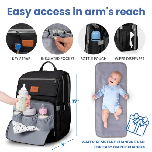 Image of Baby Diaper Bag Backpack - Baby Bag for Girls & Boys, Large Waterproof Diaper Backpack - Baby Shower Gifts for Boys & Registry Must Haves - Travel Diaper Bags with Changing Pad - Newborn Stuff