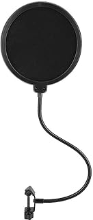 Bewinner Studio Microphone Mic Wind Screen Mask Gooseneck Shield Pop Filter Double Layer Black Studio Microphone Mic Round Shape Wind Pop Filter Mask Shield