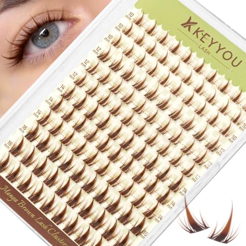 KEYYOU Brown Lash Clusters C Curl Manga Cluster Eyelash Extensions 10-16MIX