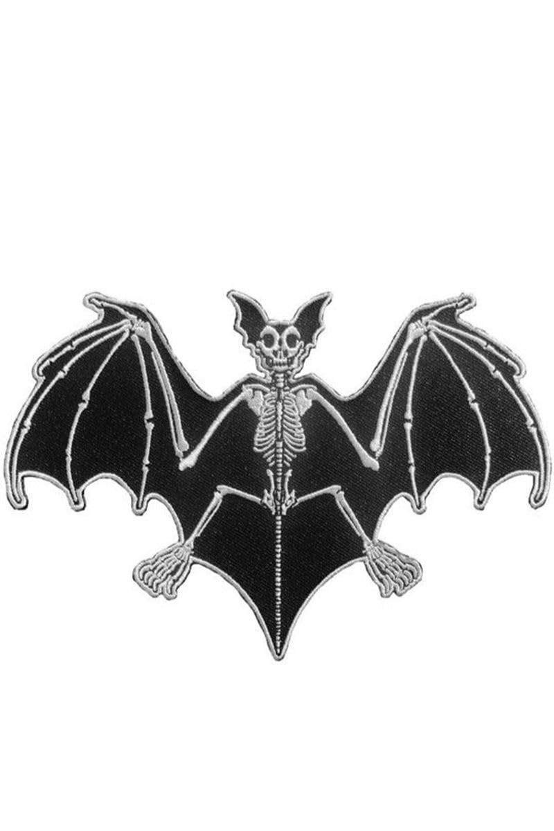 Kreepsville 666 Unisex Black Skelli Bones Bat Patch Skeleton Embroidered Iron-On Gothic