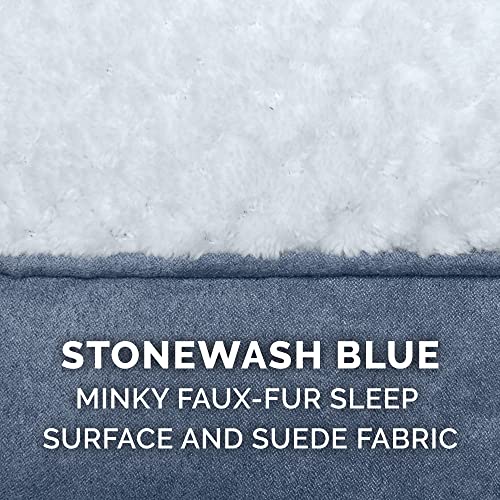 Furhaven-Replacement-Dog-Bed-Cover-Minky-Plush-Suede-Pillow-Top-Mattress-Machine-Washable-Stonewash-Blue-Medium - Cucciolini Doodles Furhaven-Replacement-Dog-Bed-Cover-Minky-Plush-Suede-Pillow-Top-Mattress-Machine-Washable-Stonewash-Blue-Medium