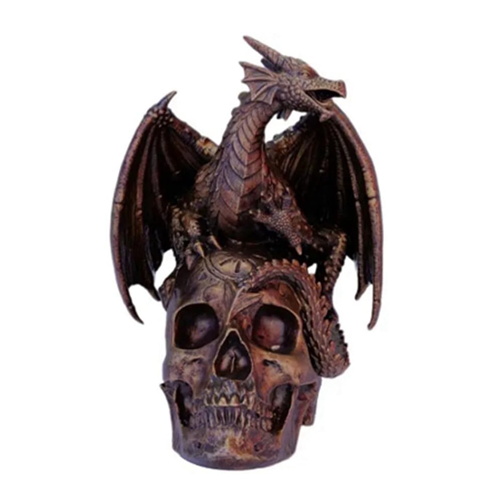 CTRLZS Flying Dragon Skull Statue Statues Figurine Halloween Ornaments Cool Apartment Bedside Table Decoration Sculpture