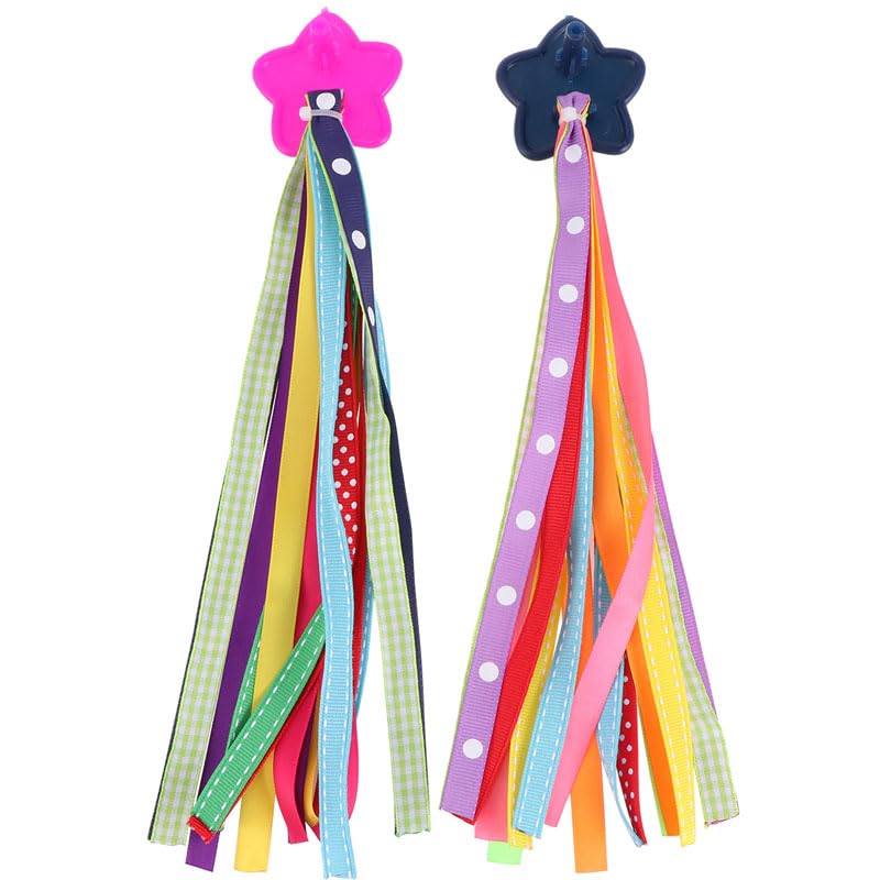 Garneck 1 Pair Kids Colorful Bicycle Handlebar Ribbon Childrens Scooter Tassel Streamers Bike Handlebar Grips Tassels Bike Accessory