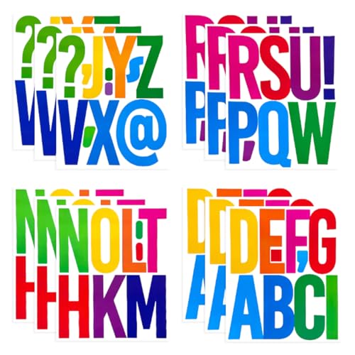 12 Hojas Letras Adhesivas Coloridas 12,5 cm/5 Pulgadas, Letras Adhesivas Grandes Impermeables, Resistente a la Intemperie para Buzones, Carteles, Pósteres, Números de Casas y Proyectos de Bricolaje