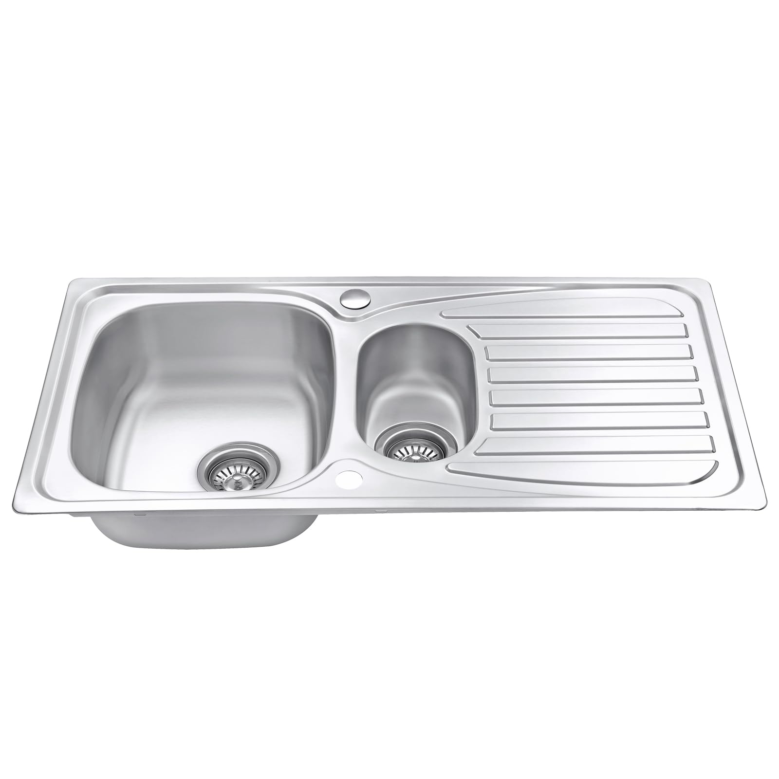 JASSFERRY Fregadero de cocina 1,5 senos, de Acero Inoxidable, escurridor reversible, con colador de residuos