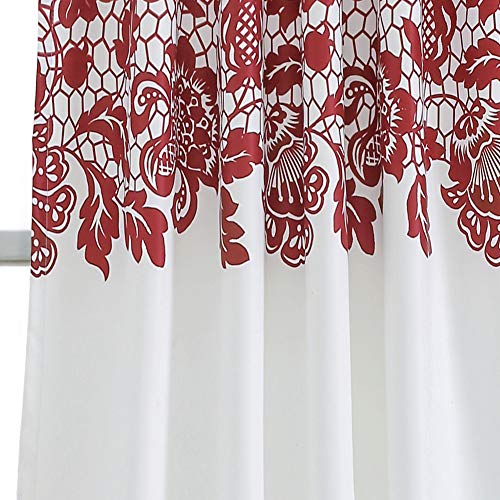 Lush Decor Estate Garden Print Curtains Light Filtering Window Panel Set for Living Dining, Bedroom (Pair), 84” x 52”, Red - Image 3