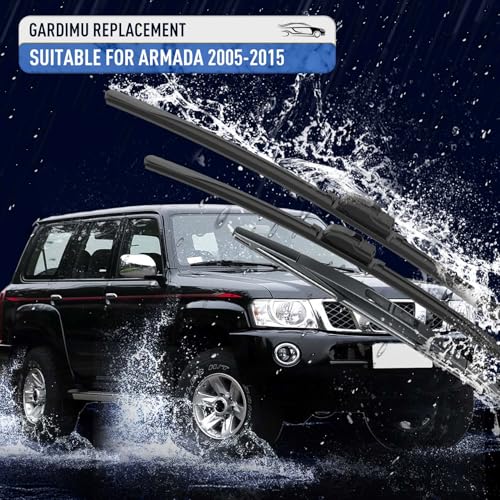 Image of Front and Rear Windshield Wipers for Nissan Armada 2005-2015 | Quiet and Streak-Free Front and Back Wiper Blades Assembly All-Season OEM Automotive Replacement Accessories