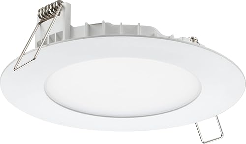 Miniatura 6 de Juno Luces empotrables LED de 4 pulgadas, luz descendente de oblea redonda 5 en 1, temperatura de color blanco conmutable, 120 voltios, borde plano