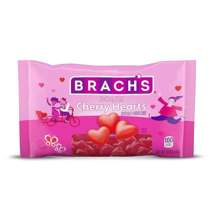 Brach’s Jube Jel Cherry Hearts - Pack of 3 - Classic and Delicious Valentine's Candy - Perfect for Sharing with Friends and Family