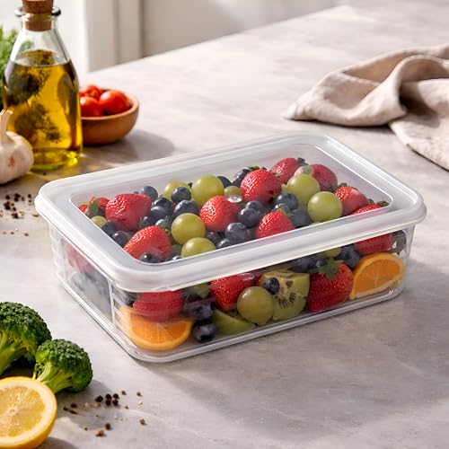 Image of HomeWiz Fridge Storage Containers 3500ml x3 | Air Tight Storage Container Set | Fridge Organiser Storage Boxes |Food Grade BPA-Free Plastic Containers |Stackable, Transparent, for Fruits & Vegetables