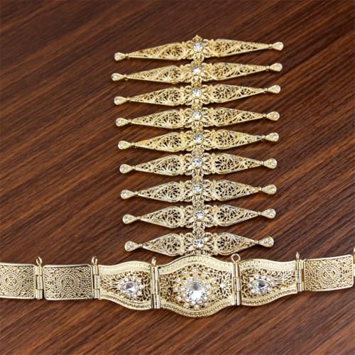 Gold Silver Color Moroccan Belt Breastplate Crystal Bride Wedding Jewelry Sets Women Arab Caftan Jewelry3