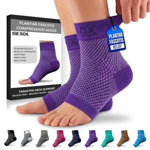 SB SOX Compression Socks for Plantar Fasciitis Relief (Purple, Small)