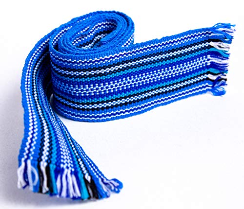 Ukrainian Hand Woven Homespun Cossack Belt Blue KRAYKA for Vyshyvanka3