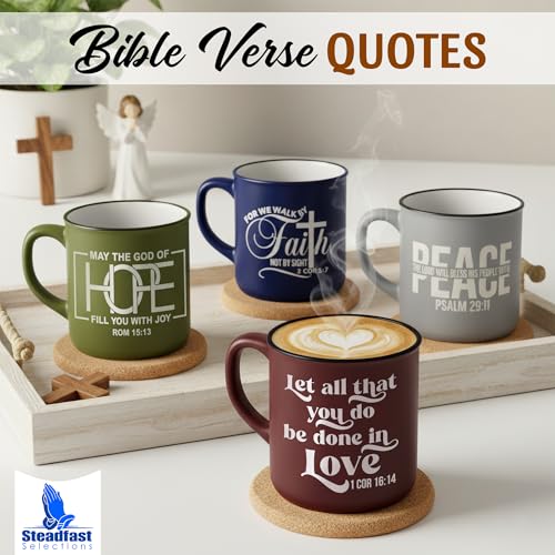 Set de 4 tazas cristianas de cerámica con versículos bíblicos miniatura 5