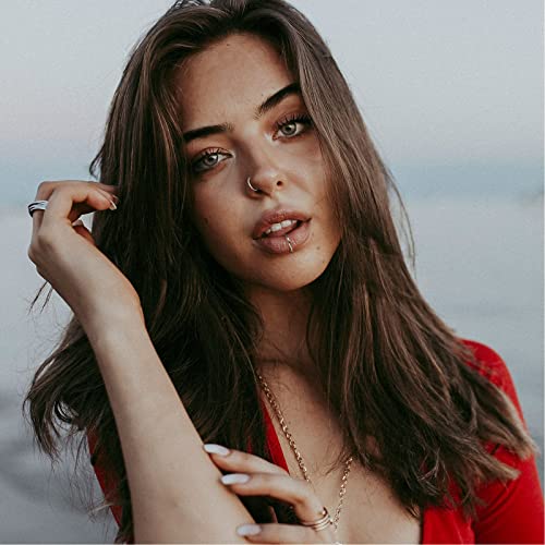 Jstyle 5Pcs 18G 16G Surgical Steel Nose Rings Hoop for Women Opal CZ Clicker Hinged Septum Nose Ring Lip Helix Cartilage Hoop Earring Daith Rook Conch Piercing Jewelry for Women 8mm 10mm3