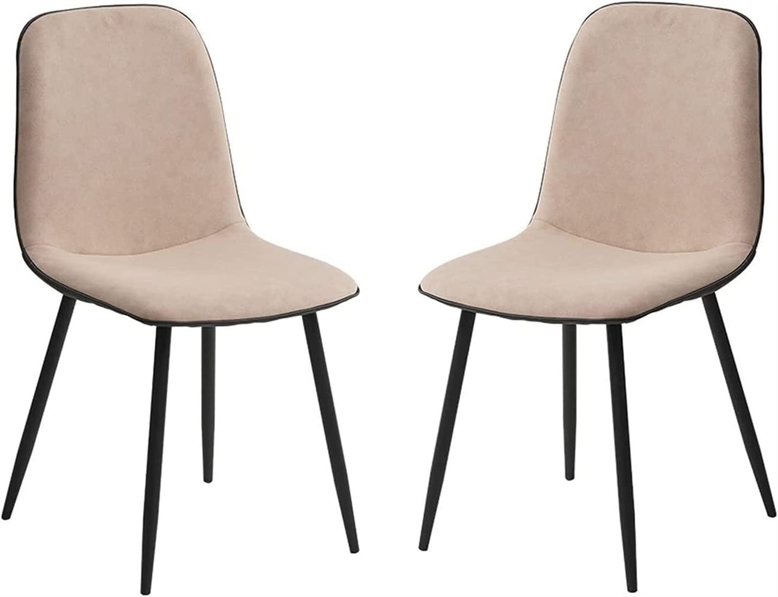 SJIALEN Modern Dining Chairs Set of 2, for Lounge Office Backrest Soft Faux Leather Seat with Black Metal Legs Kitchen Chairs Kitchen Chair (Color : Beige, Size : 42x45x88cm)